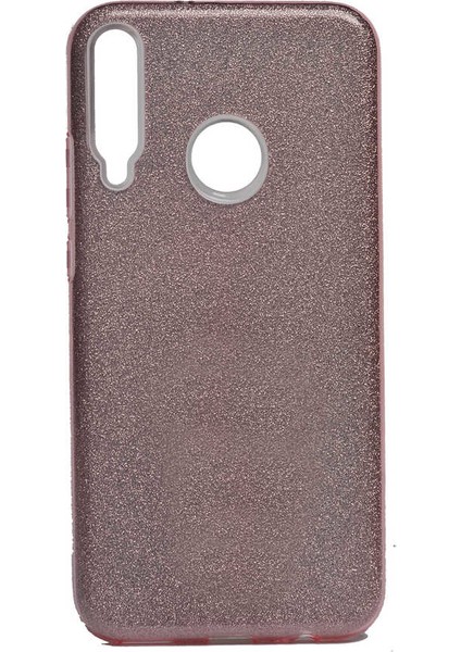 - Huawei P40 Lite E - Kılıf Simli Koruyucu Shining Silikon - Rose Gold - T15158