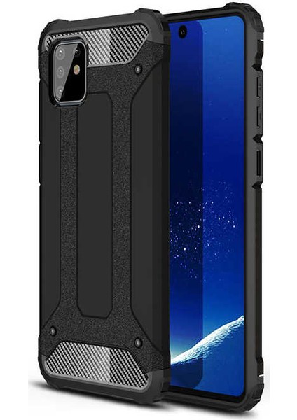 - Samsung Galaxy A81 (Note 10 Lite) - Kılıf Çift Katman Zırh Tank Crash Military Kapak - Siyah - T11326