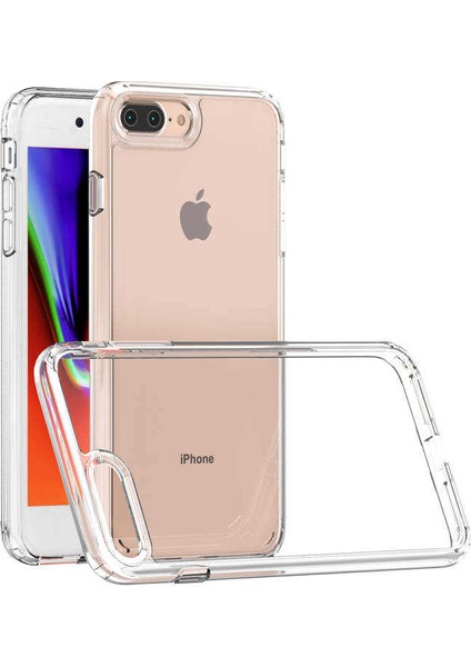 Apple iPhone 8 Plus Uyumlu Kılıf Sert Cam Gibi Şeffaf Koruyucu Coss Kapak