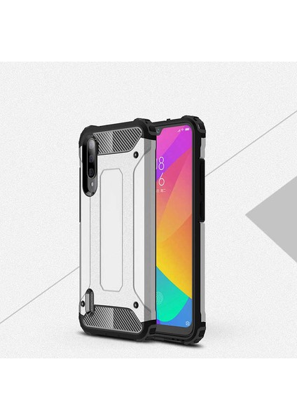 - Xiaomi Mi 9 Lite - Kılıf Çift Katman Zırh Tank Crash Military Kapak - Gri - T10218