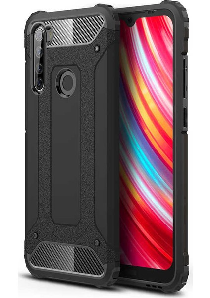 - Xiaomi Redmi Note 8T - Kılıf Çift Katman Zırh Tank Crash Military Kapak - Siyah - T10939