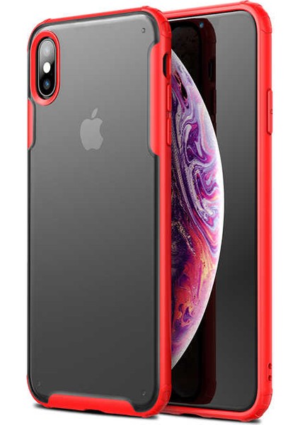 - Apple iPhone X - Kılıf Koruyucu Sert Volks Kapak - Kırmızı