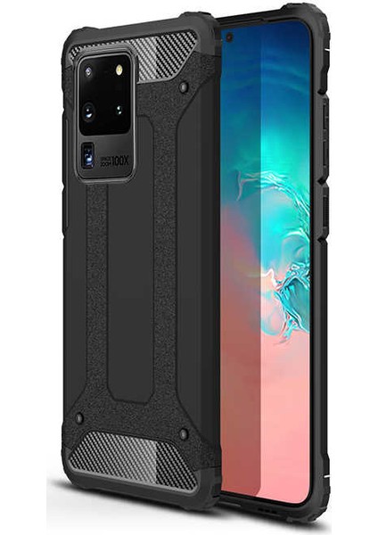 - Samsung Galaxy S20 Ultra - Kılıf Çift Katman Zırh Tank Crash Military Kapak - Siyah