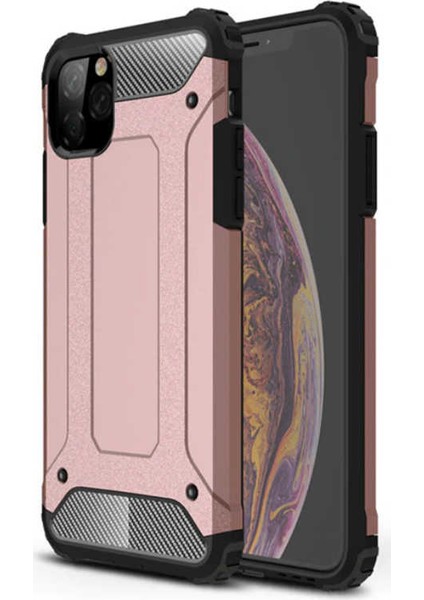 - Apple iPhone 11 Pro Max - Kılıf Çift Katman Zırh Tank Crash Military Kapak - Rose Gold