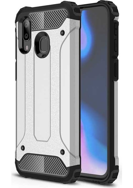 - Xiaomi Redmi Note 7 - Kılıf Çift Katman Zırh Tank Crash Military Kapak - Gri