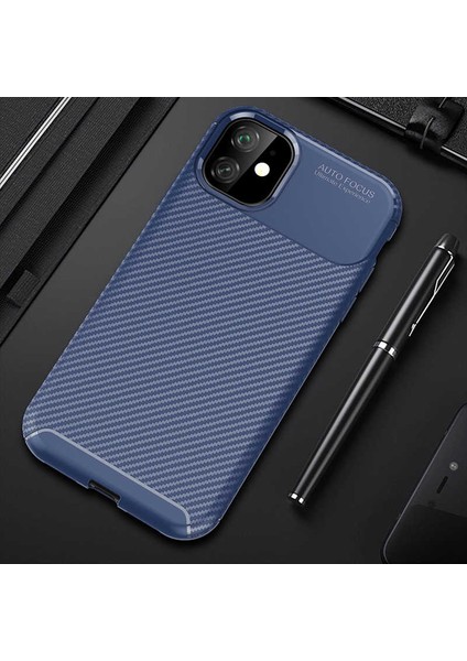 - Apple iPhone 11 - Kılıf Auto Focus Karbon Negro Silikon Kapak - Lacivert - T9908