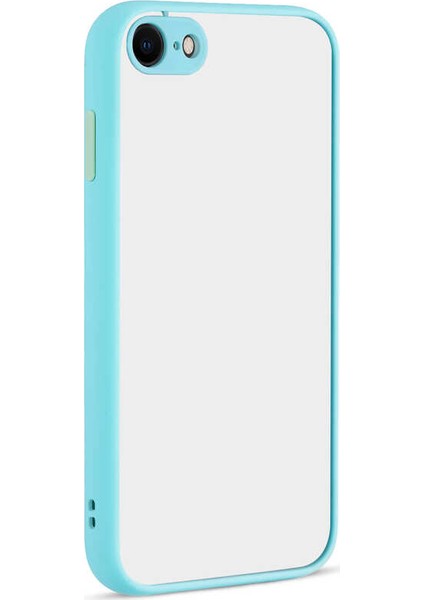 - Apple iPhone 8 - Kılıf Arkası Buzlu Renkli Düğmeli Hux Kapak - Turkuaz