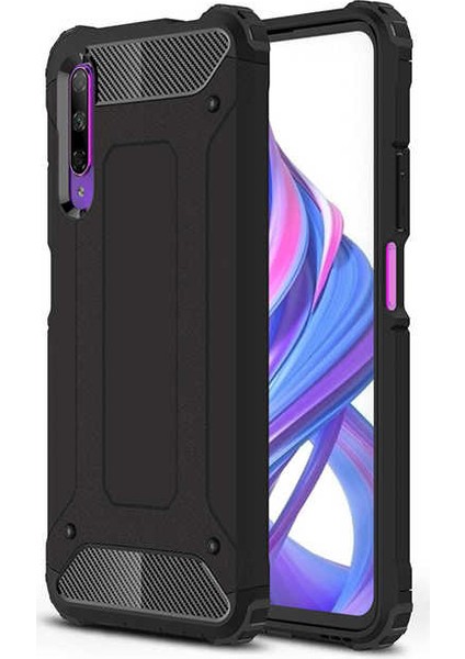 - Huawei P Smart Pro 2019 - Kılıf Çift Katman Zırh Tank Crash Military Kapak - Siyah - T11285