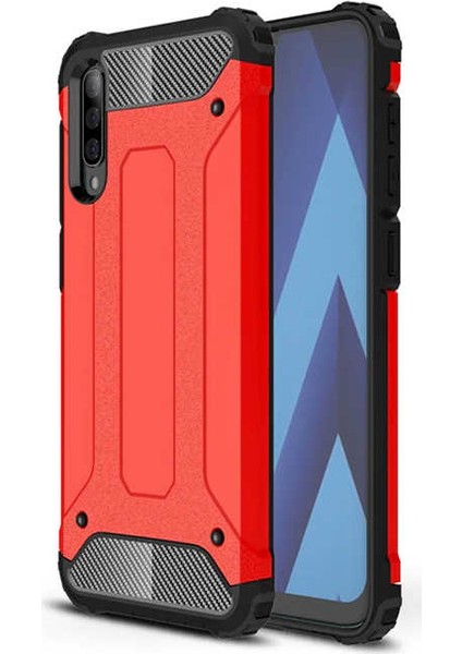 - Samsung Galaxy A50 - Kılıf Çift Katman Zırh Tank Crash Military Kapak - Kırmızı - T7957