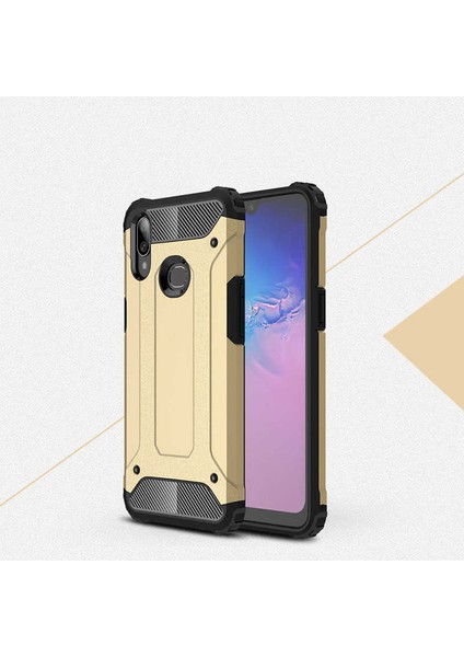 - Samsung Galaxy A10S - Kılıf Çift Katman Zırh Tank Crash Military Kapak - Gold - T9987