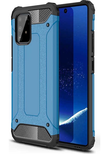 - Samsung Galaxy A91 (S10 Lite) - Kılıf Çift Katman Zırh Tank Crash Military Kapak - Mavi - T11327