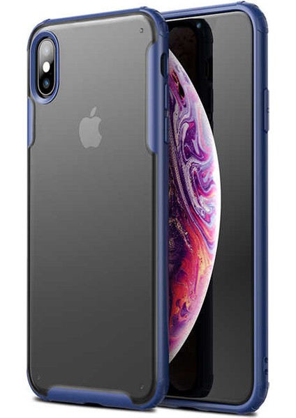 - Apple iPhone X - Kılıf Koruyucu Sert Volks Kapak - Lacivert