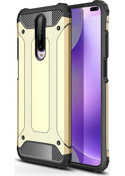 - Xiaomi Redmi K30 - Kılıf Çift Katman Zırh Tank Crash Military Kapak - Gold - T11557
