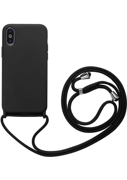 - iPhone x Kılıf Boyun Ip Askılı Koruyucu Ropi Kapak Siyah