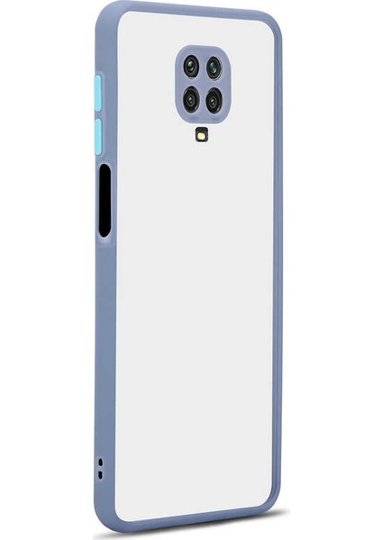 - Xiaomi Redmi Note 9 Pro - Kılıf Arkası Buzlu Renkli Düğmeli Hux Kapak - Mor