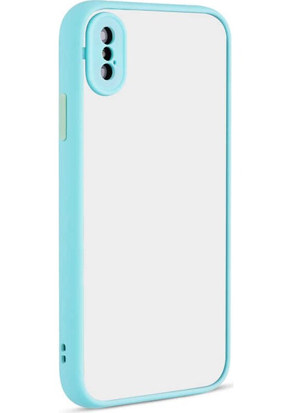 - Apple iPhone XS Max 6.5 - Kılıf Arkası Buzlu Renkli Düğmeli Hux Kapak - Turkuaz