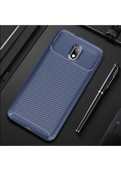 - Xiaomi Redmi 8A - Kılıf Auto Focus Karbon Negro Silikon Kapak - Lacivert - T10425