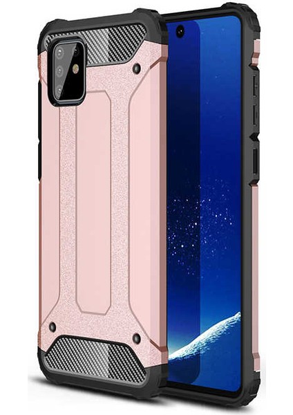 - Samsung Galaxy A81 (Note 10 Lite) - Kılıf Çift Katman Zırh Tank Crash Military Kapak - Rose Gold - T11326