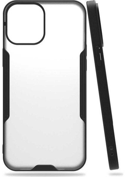 - Apple iPhone 12 Mini - Kılıf Kenarı Renkli Arkası Şeffaf Parfe Kapak - Siyah