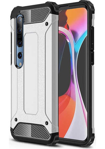 - Xiaomi Mi 10 - Kılıf Çift Katman Zırh Tank Crash Military Kapak - Gri - T11882