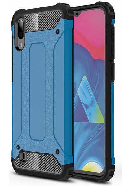 - Samsung Galaxy M10 - Kılıf Çift Katman Zırh Tank Crash Military Kapak - Mavi - T7675