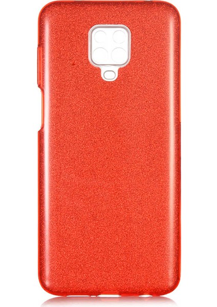 - Xiaomi Redmi Note 9S - Kılıf Simli Koruyucu Shining Silikon - Kırmızı