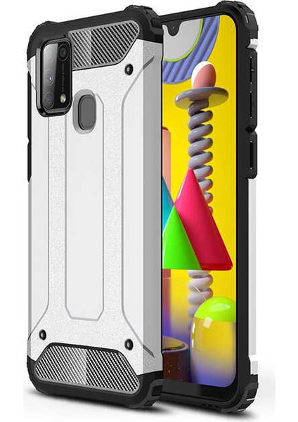 - Samsung Galaxy M31 - Kılıf Çift Katman Zırh Tank Crash Military Kapak - Gri