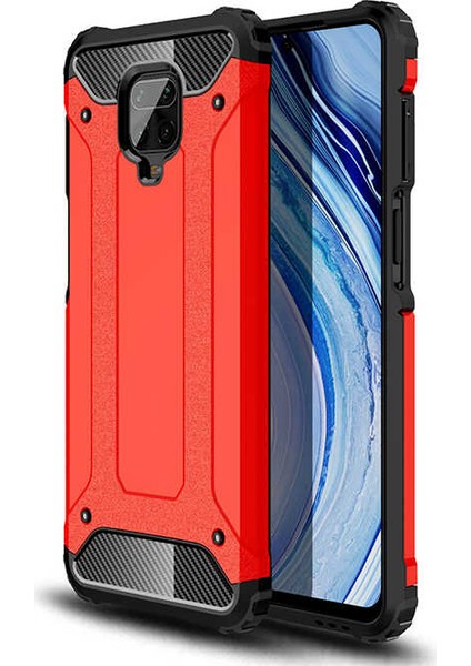 - Xiaomi Redmi Note 9 Pro - Kılıf Çift Katman Zırh Tank Crash Military Kapak - Kırmızı