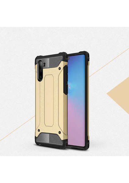 - Samsung Galaxy Note 10 - Kılıf Çift Katman Zırh Tank Crash Military Kapak - Gold - T9662