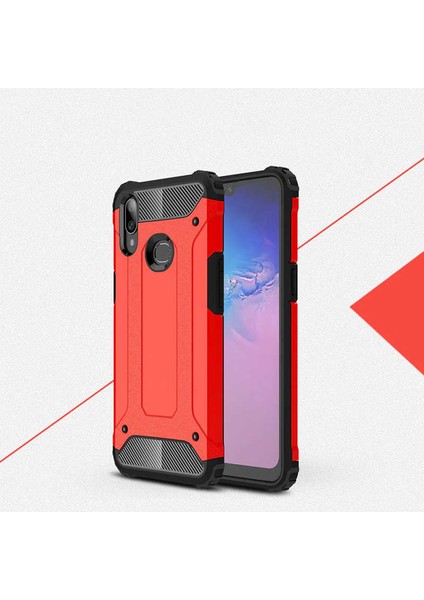 - Samsung Galaxy A10S - Kılıf Çift Katman Zırh Tank Crash Military Kapak - Kırmızı - T9987
