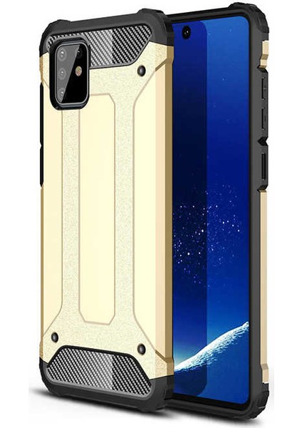 - Samsung Galaxy A81 (Note 10 Lite) - Kılıf Çift Katman Zırh Tank Crash Military Kapak - Gold - T11326