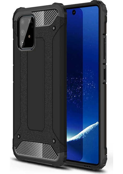 - Samsung Galaxy A91 (S10 Lite) - Kılıf Çift Katman Zırh Tank Crash Military Kapak - Siyah - T11327