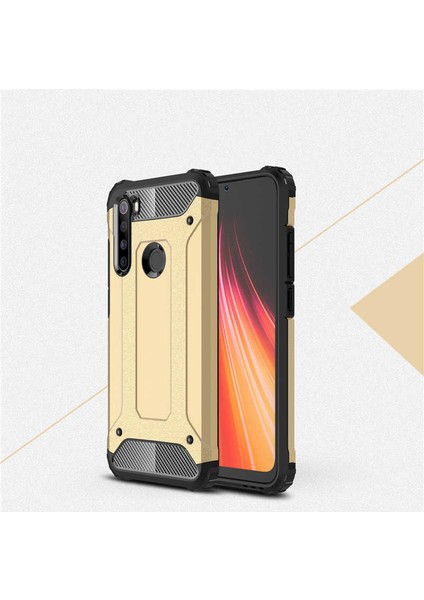 - Xiaomi Redmi Note 8 - Kılıf Çift Katman Zırh Tank Crash Military Kapak - Gold