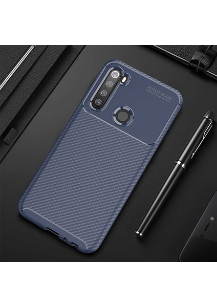 - Xiaomi Redmi Note 8 - Kılıf Auto Focus Karbon Negro Silikon Kapak - Lacivert