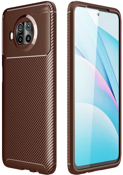 - Xiaomi Redmi Note 9 Pro 5G - Kılıf Auto Focus Karbon Negro Silikon Kapak - Kahverengi