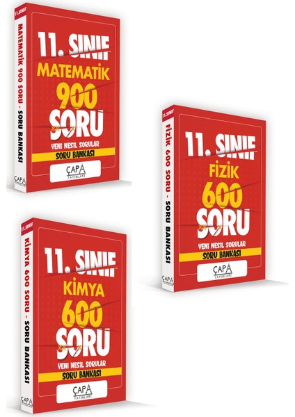 Çapa Yayınları 11. Sınıf Matematik Fizik Kimya Soru Bankası Seti 3 Kitap