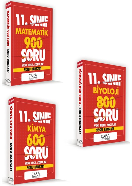 Çapa Yayınları 11. Sınıf Matematik Biyoloji Kimya Soru Bankası Seti 3 Kitap