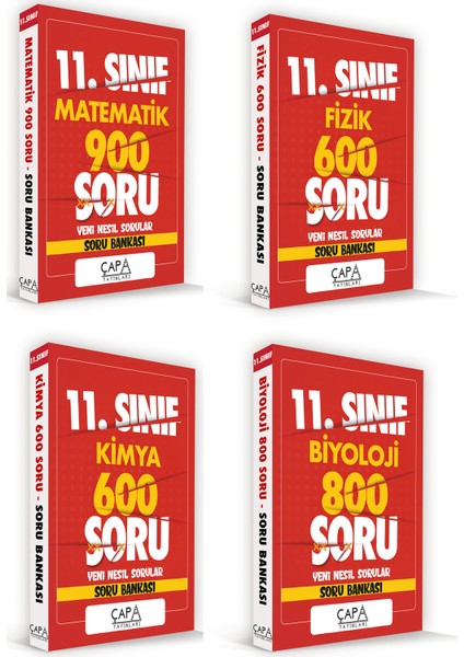 Çapa Yayınları 11. Sınıf Matematik Biyoloji Kimya Fizik Soru Seti 4 Kitap