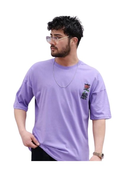 Sırt Göğüs Dijital Baskılı Bol Kesim Oversize Pamuk Ultra Hafif Trend Erkek Tşört