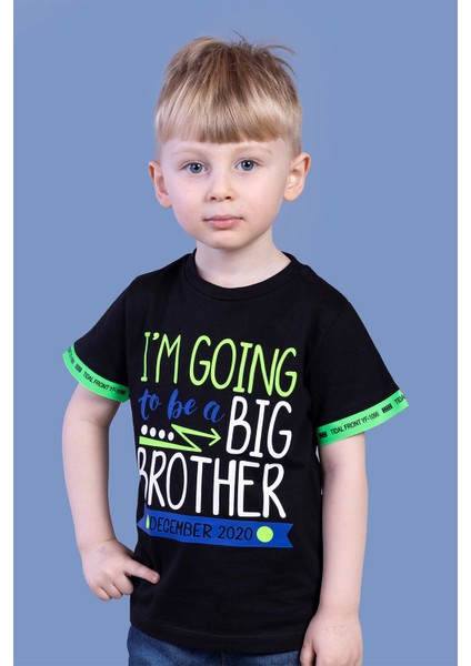 Toontoy Erkek Çocuk Kolları Neon Şerit Detaylı Baskılı Tişört