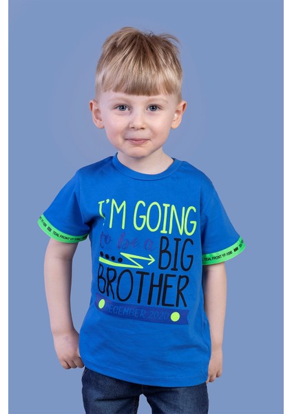 Toontoy Erkek Çocuk Kolları Neon Şerit Detaylı Baskılı Tişört