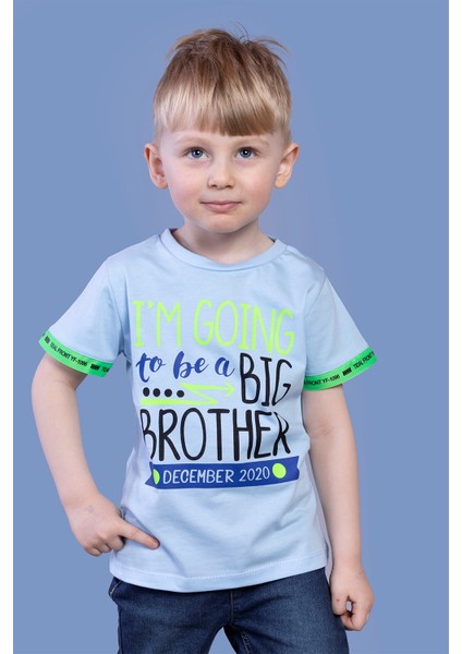 Toontoy Erkek Çocuk Kolları Neon Şerit Detaylı Baskılı Tişört