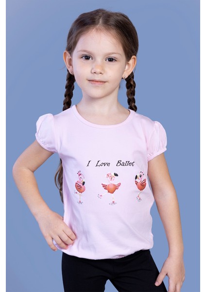 Toontoy Kız Çocuk Lastikli Büzgü Detaylı Baskılı Tişört