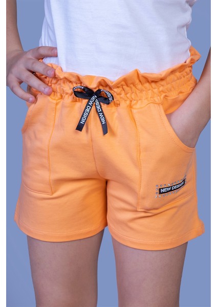 Toontoy Kız Çocuk Beli Lastikli Iki Yanı Cepli Şort