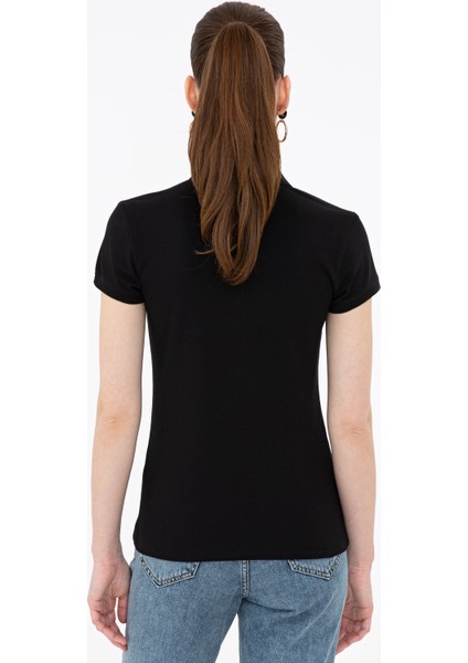 Kadın Siyah Slim Fit Tişört 50243079-VR046 fırsatları
