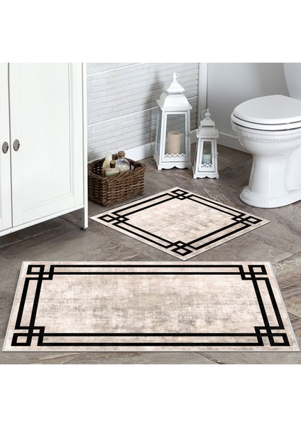 Thalia Home Kaymaz Taban Yıkanabilir 2'li 60 x 100 cm - 50 x 60 cm Banyo Halısı Klozet Takımı