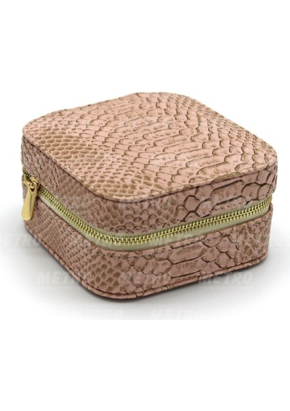Krokodil Küçük Boy Fermuarlı Takı Kutusu Açık Pembe modelleri