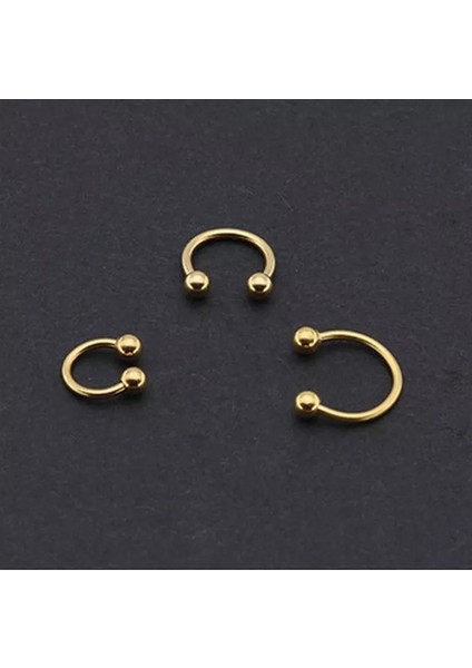 Gold Septum Üç Boy Piercing Seti 6 mm 8 mm 10 mm