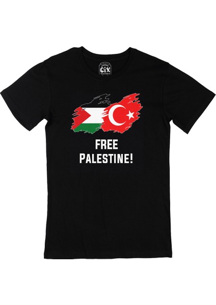 Free Palestine Siyah Tişört