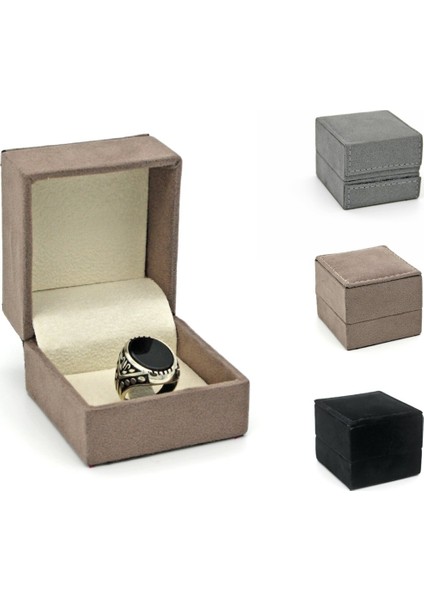 Alkantra Büyük Yüzük Takı Kutusu Siyah